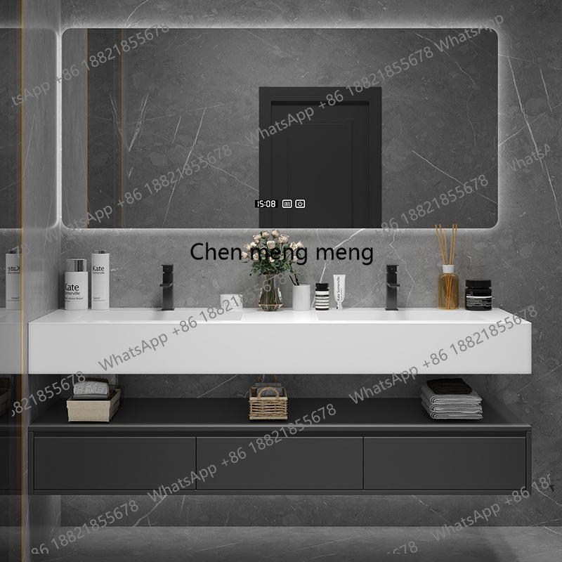 Home Bathroom Vanity Combo - Black Lighting Shelf Bathroom Cabinet Organizer