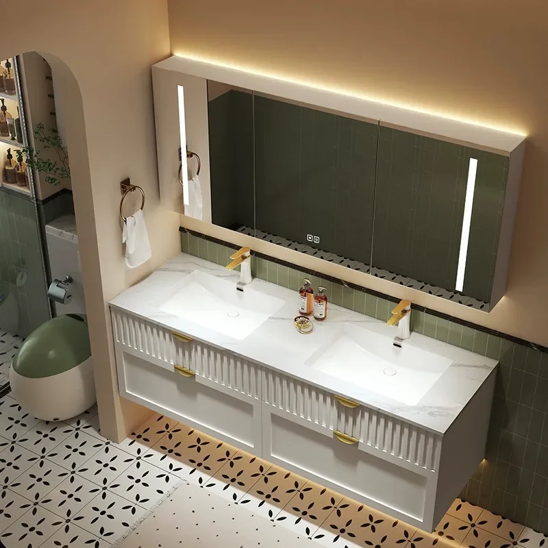Cream Style Bathroom Cabinet w - Home Bathroom Vanity Combo 评论和价格